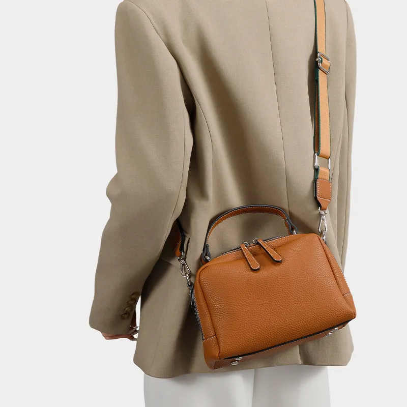 New Arrival Fashion Leather-Textured Boston Bag for Women – Versatile Niche Shoulder Crossbody Casual Handbag