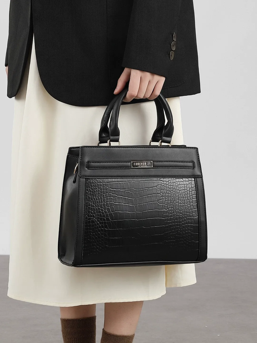 Croc-Textured Handbag | Large Capacity Crossbody Bag