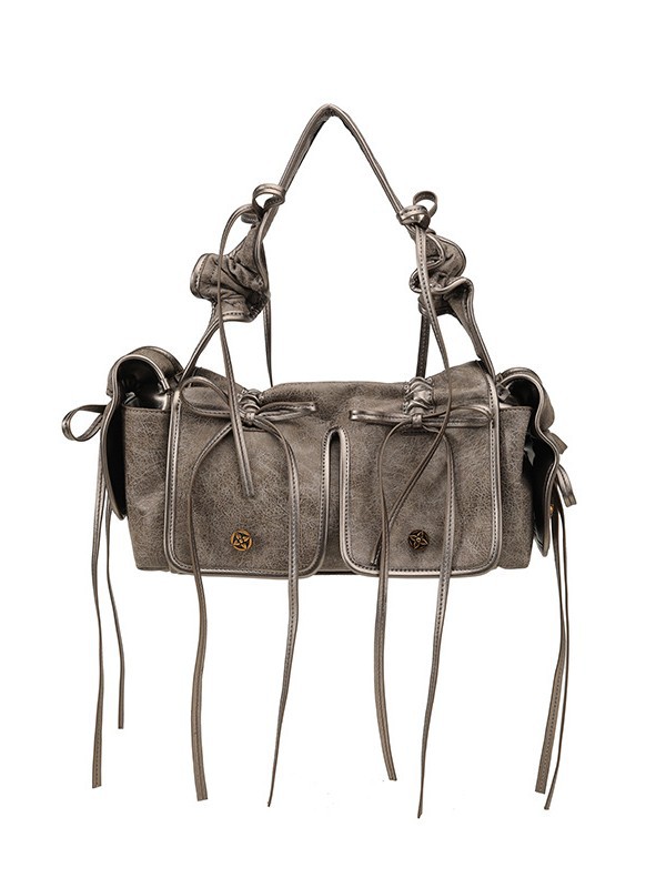 Pleated Multi-Pocket Shoulder Bag | Vintage Commute Handbag