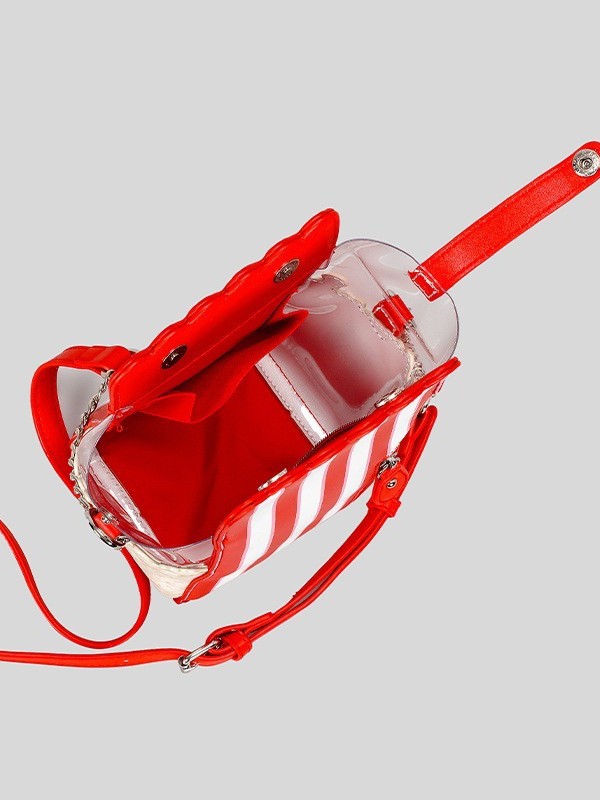 Popcorn Phone Bag | Cute Clear Striped Crossbody Bag