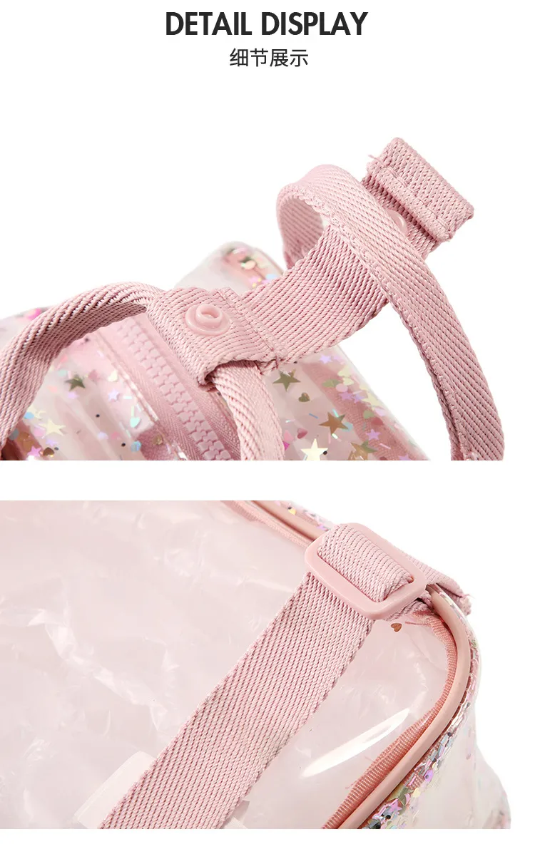 New Arrival Kids Sequin Jelly Backpack for Girls – Clear Waterproof Kindergarten Student Backpack