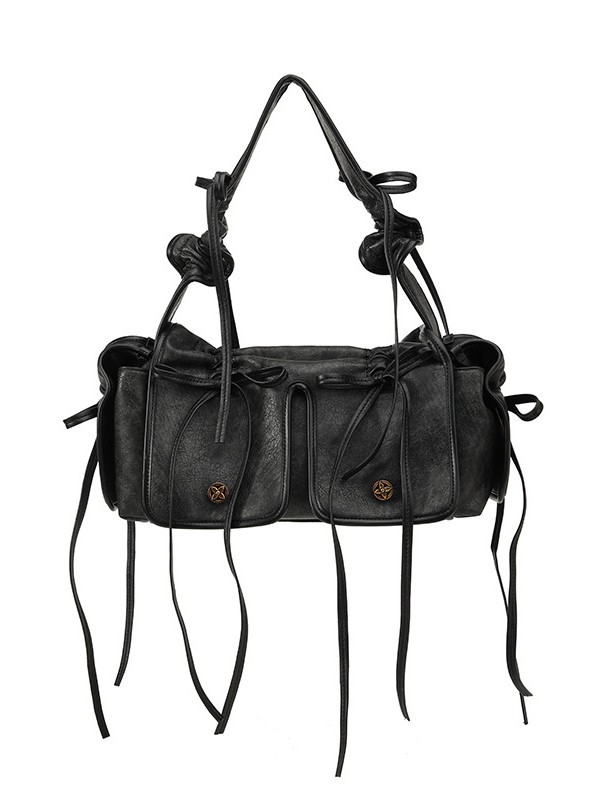 Pleated Multi-Pocket Shoulder Bag | Vintage Commute Handbag