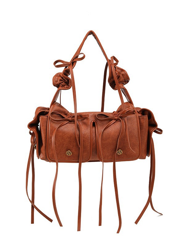 Pleated Multi-Pocket Shoulder Bag | Vintage Commute Handbag