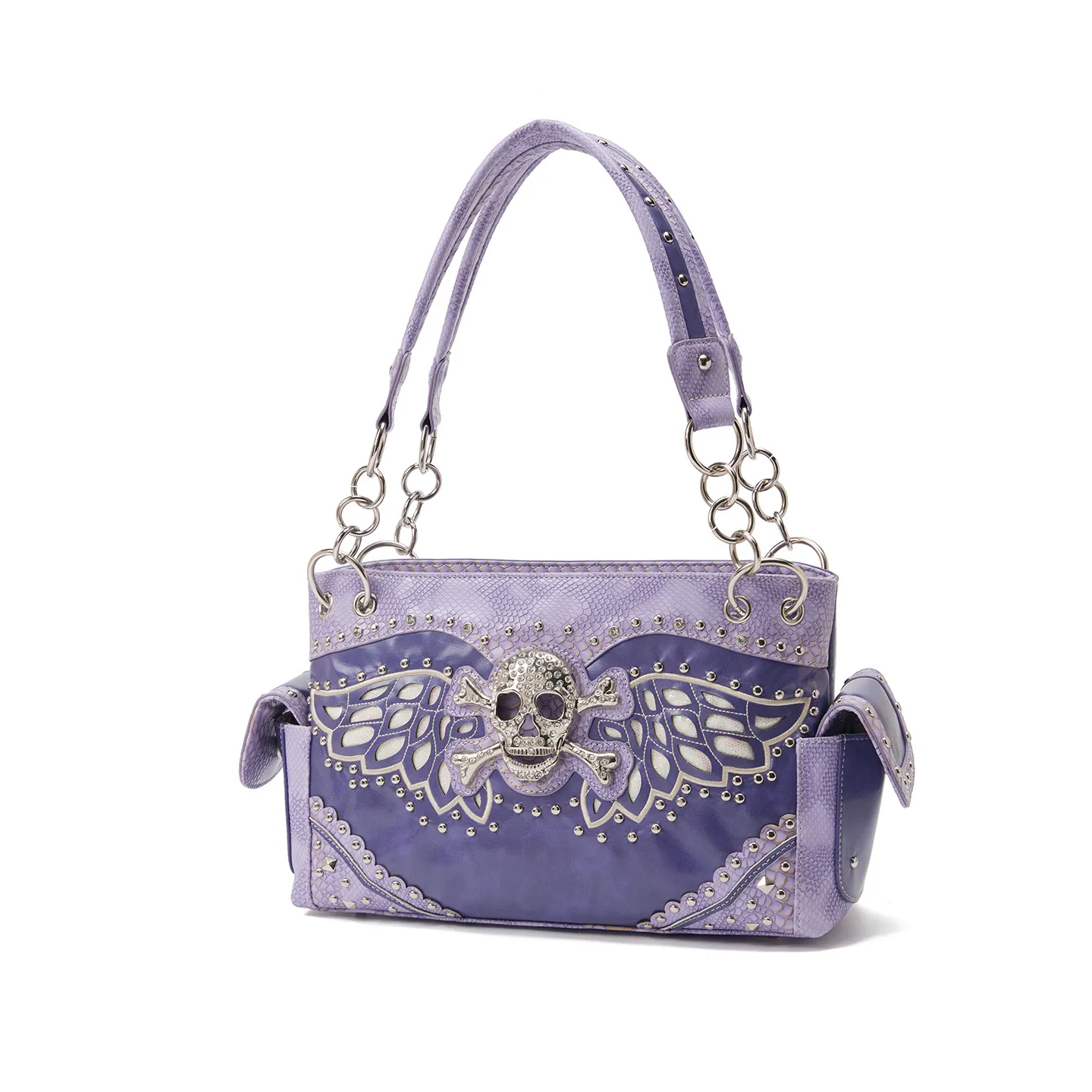 Skull Y2K Bag | Studded Chain Color-Block Shoulder Bag
