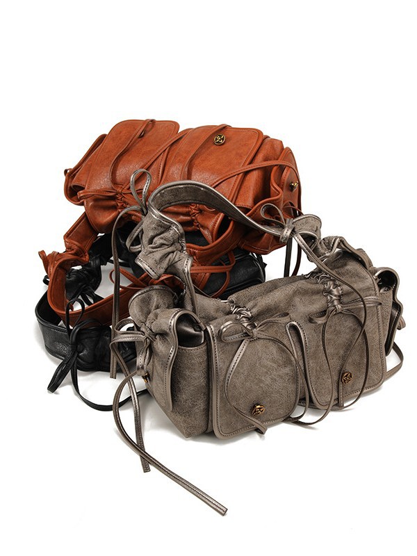 Pleated Multi-Pocket Shoulder Bag | Vintage Commute Handbag