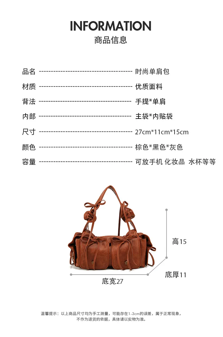 Pleated Multi-Pocket Shoulder Bag | Vintage Commute Handbag