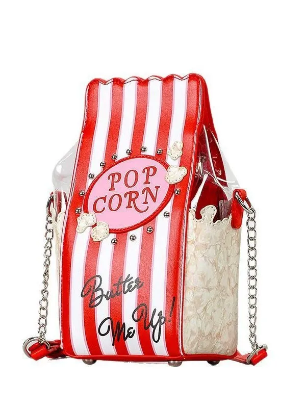 Popcorn Phone Bag | Cute Clear Striped Crossbody Bag