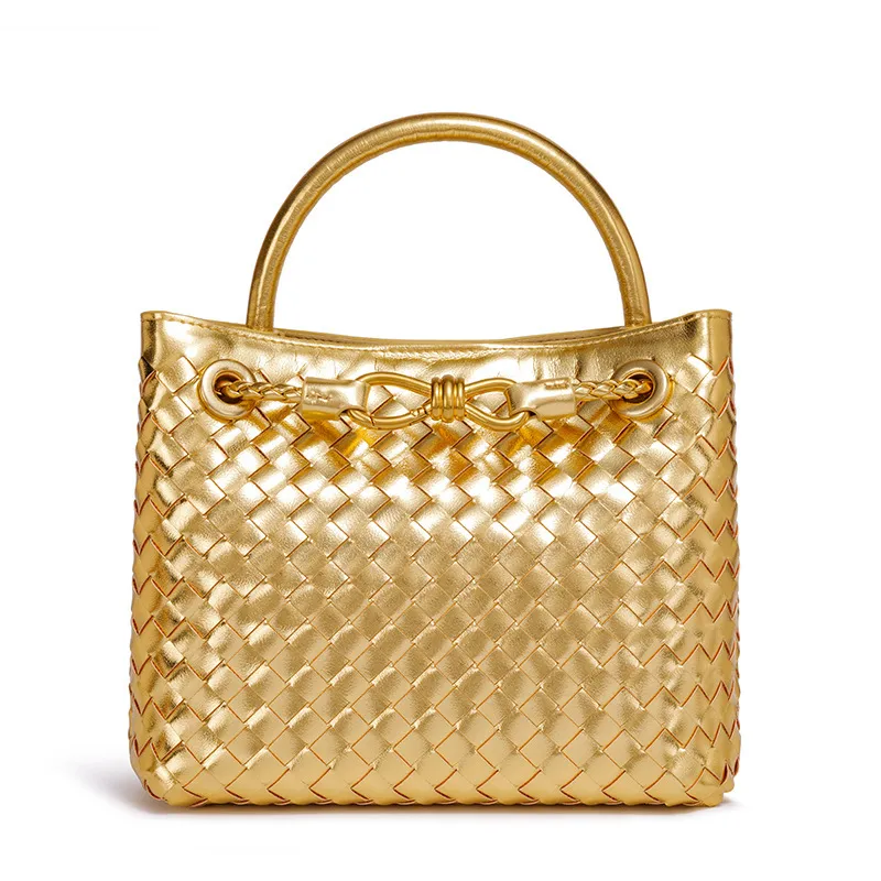 Woven Metal Buckle Tote | Premium Large Shoulder Bag