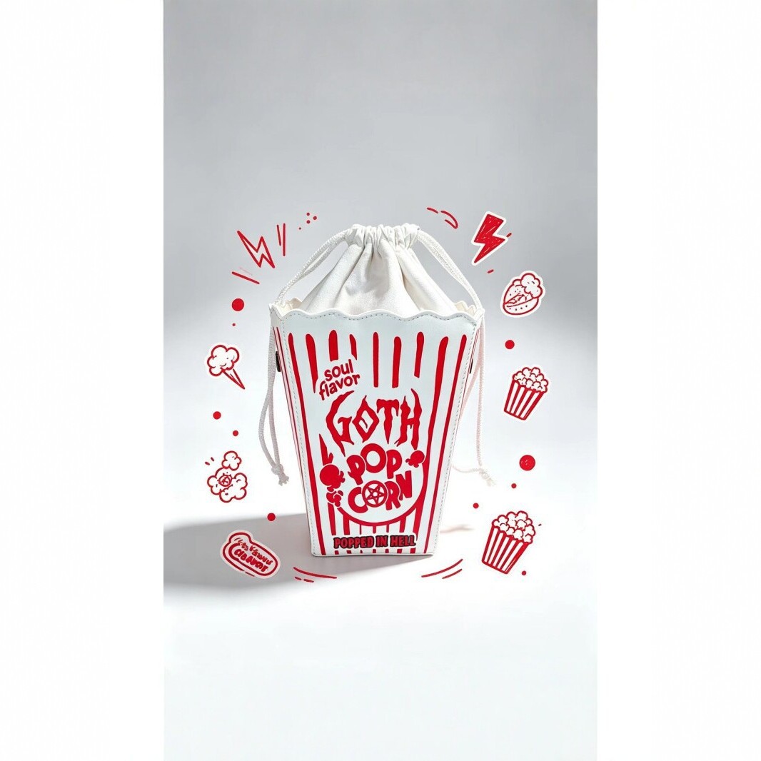 Popcorn Bucket Bag | Gothic Statement Crossbody Bag