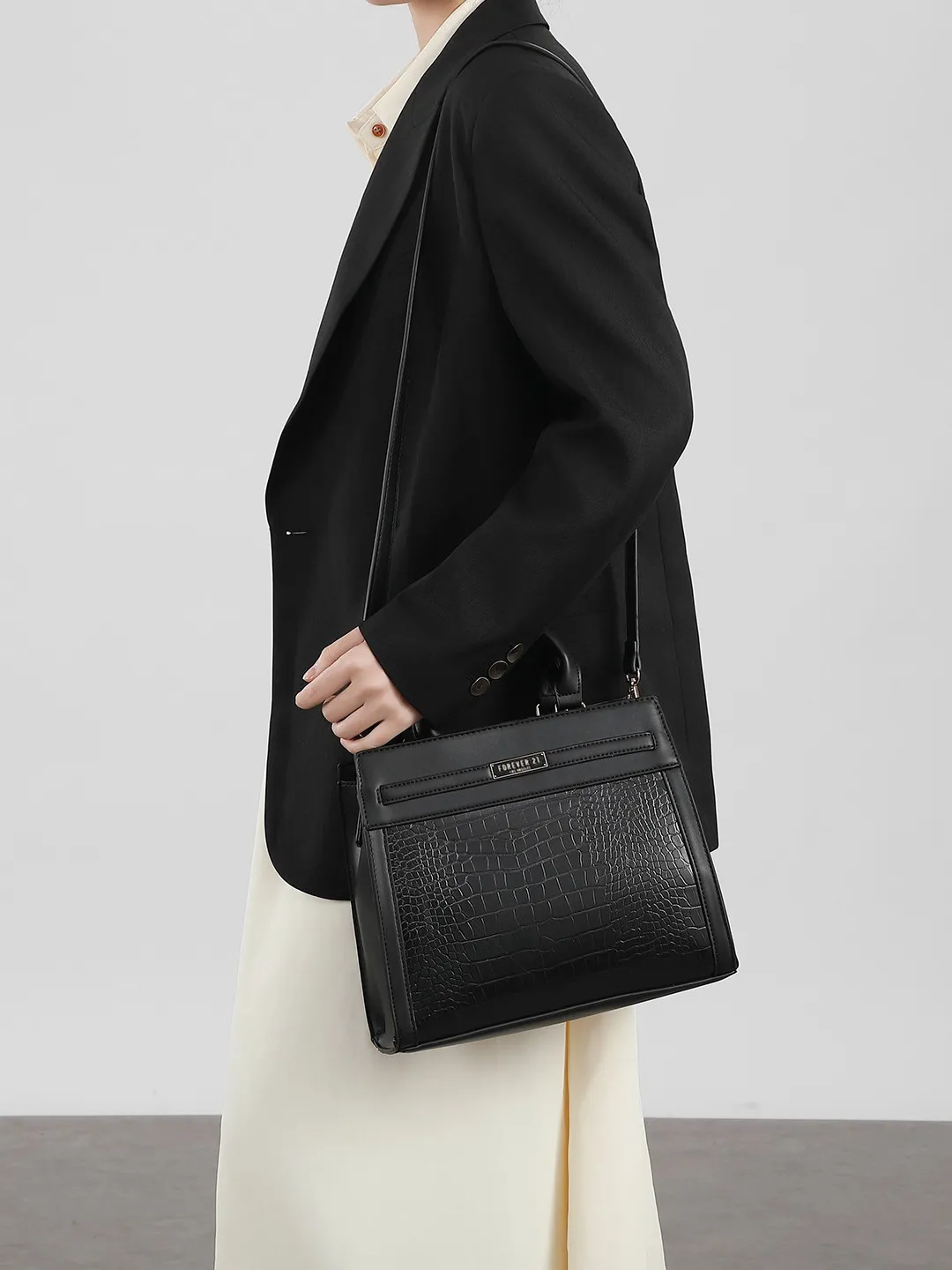 Croc-Textured Handbag | Large Capacity Crossbody Bag