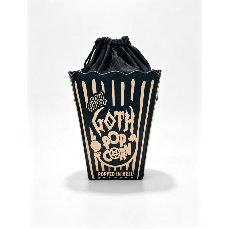 Popcorn Bucket Bag | Gothic Statement Crossbody Bag