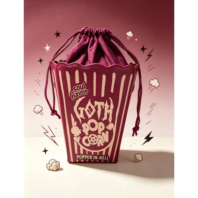 Popcorn Bucket Bag | Gothic Statement Crossbody Bag