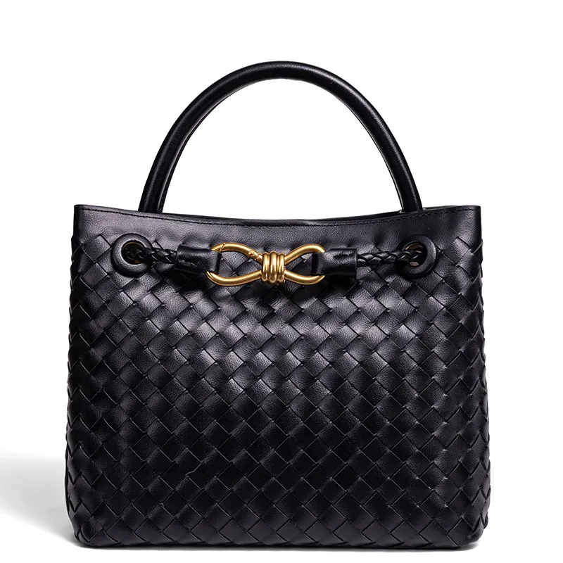 Woven Metal Buckle Tote | Premium Large Shoulder Bag