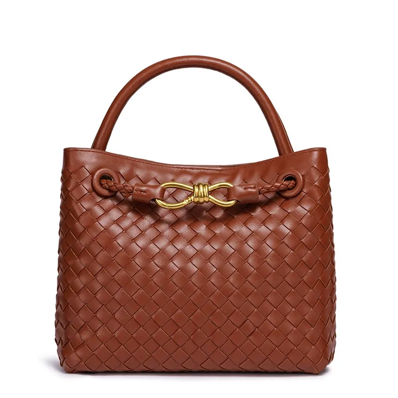 Woven Metal Buckle Tote | Premium Large Shoulder Bag