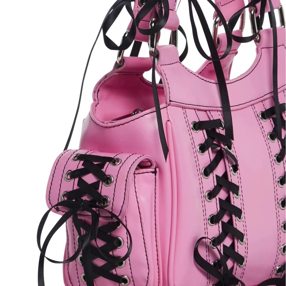 Black Strap Biker Bag | Y2K Edgy Shoulder Handbag