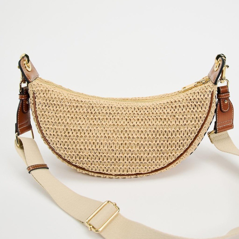 Straw Half-Moon Bag | Beach Underarm Crossbody Bag