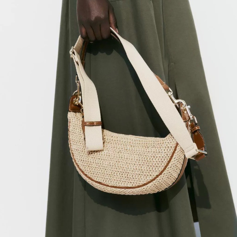 Straw Half-Moon Bag | Beach Underarm Crossbody Bag