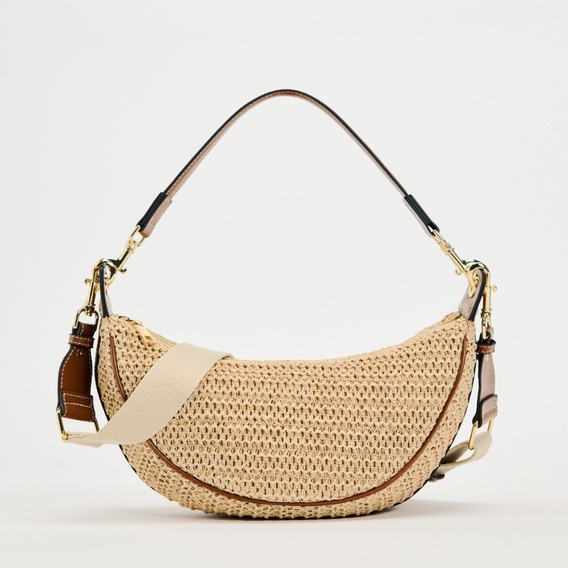 Straw Half-Moon Bag | Beach Underarm Crossbody Bag