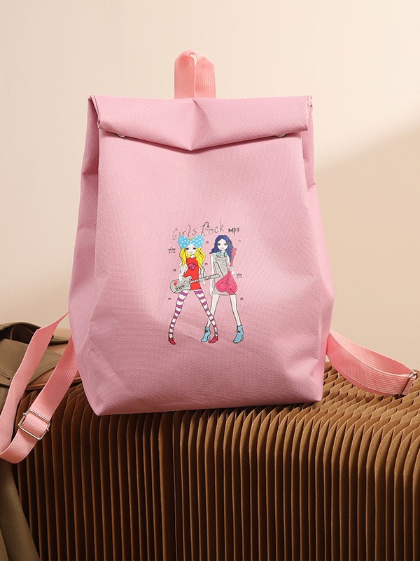 Anime Print Backpack | Cute Student Bucket Shoulder Bag