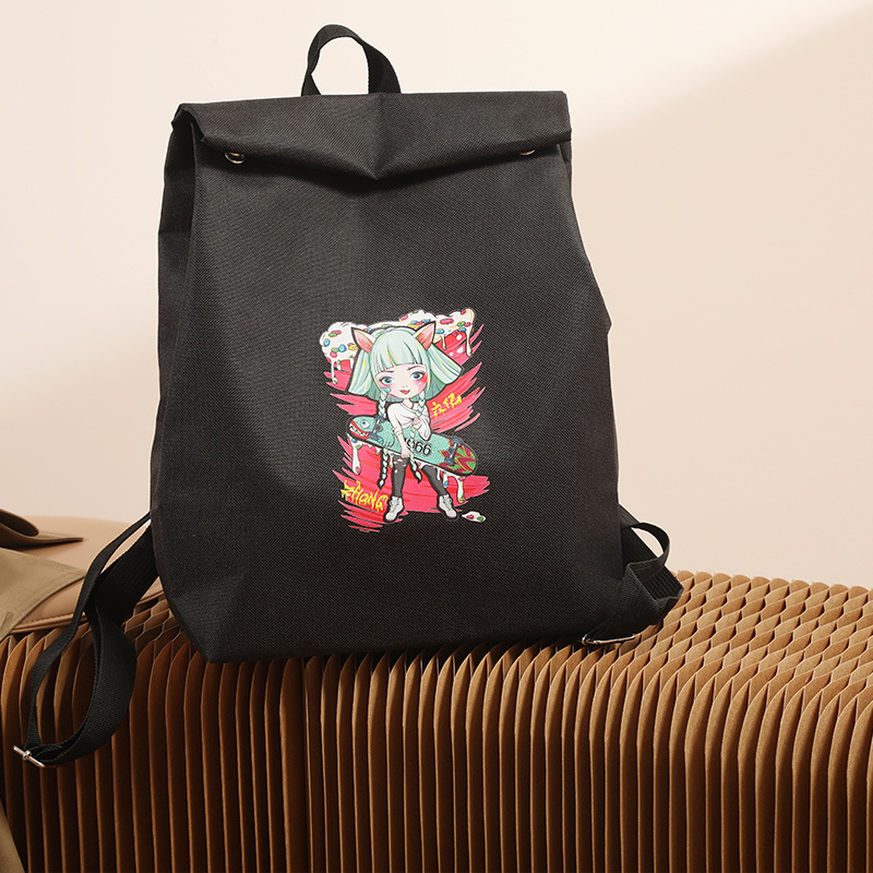 Anime Print Backpack | Cute Student Bucket Shoulder Bag